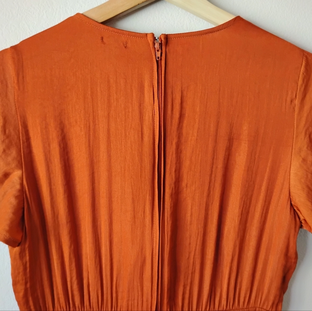 🍁🍂 Blue Rain Size L Rust High-Low Ruffle Dress - Picture 10 of 16